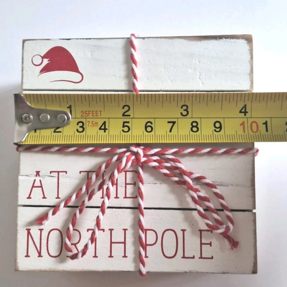 Mudpie 4pc White Wooden Christmas Pallet Coasters Its 5 Oclock At The North Pole